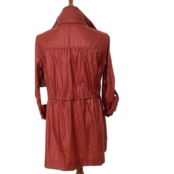 Chico's Red Zippered Utility Jacket Hooded Size 1 (Women's 8-10, Med) NWT - Picture 2 of 8